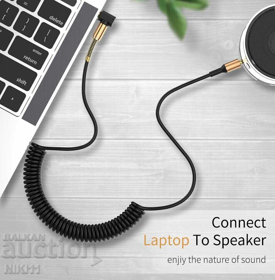 Audio cable Aux 3.5 to 3.5 with spring, spiral with price 8.00 BGN | € 4.09 Audio cable Aux 3.5 to 3.5 with spring, spiral with price 8.00 BGN | € 4.09