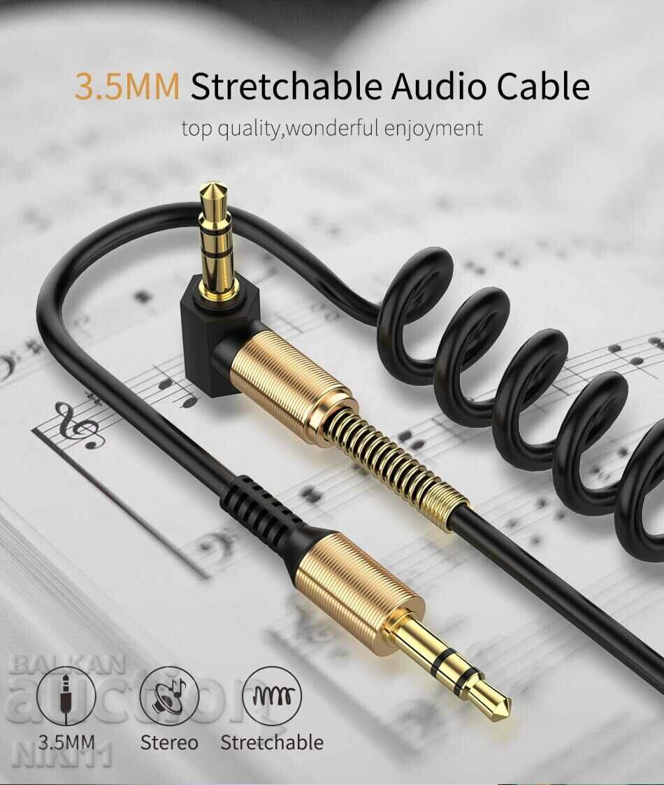 Cablu audio Aux 3.5 la 3.5 cu arc, spiralat