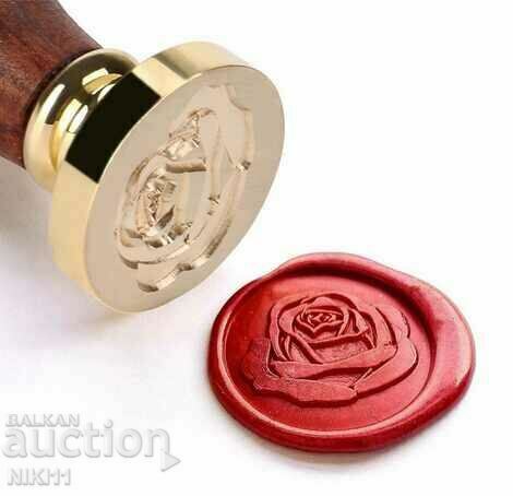 Wax stamp rose Set: stamp, spoon and wax