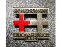 Veche insignă elvețiană 1940 Crucea Roșie Huguenin SWISS