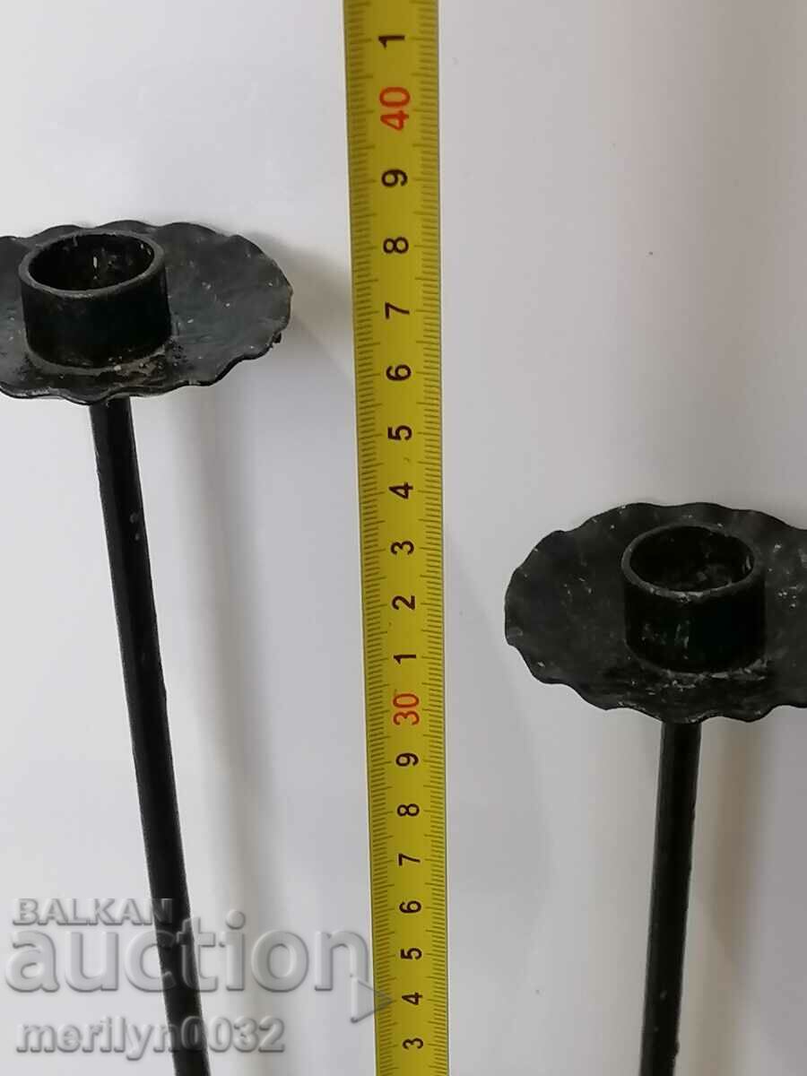 Old wrought iron candlestick lamp - 5 Old wrought iron candlestick lamp - 5