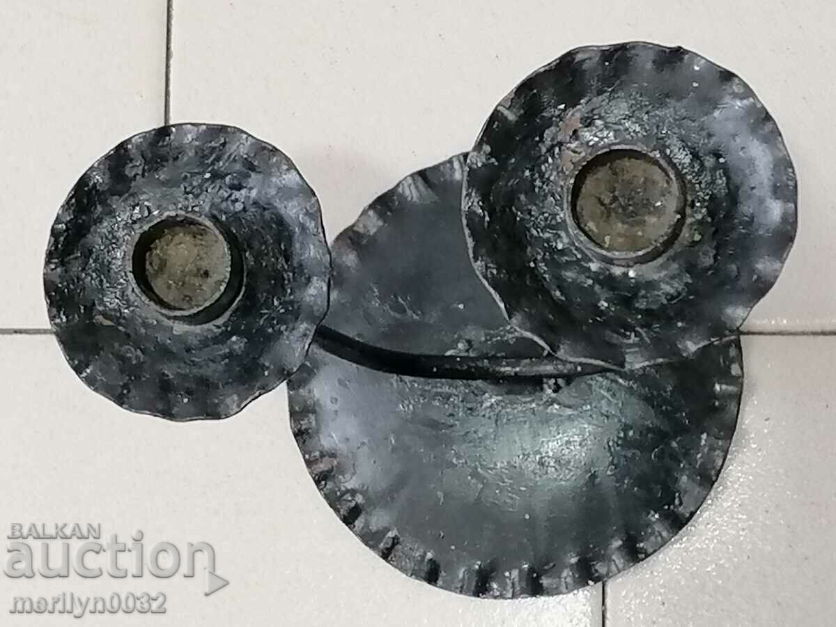 Old wrought iron candlestick lamp - 6 Old wrought iron candlestick lamp - 6