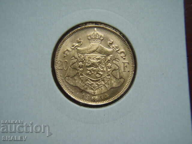 20 franci 1914 Belgia (20 franci Belgia) /3/ - AU (aur) cu preț € 985.89 | 1928.23 BGN