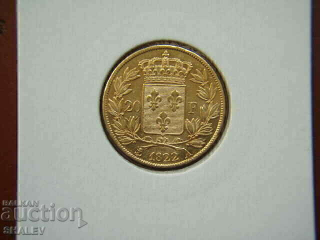 20 Francs 1822 A France (20 francs France) - AU (gold) with price 1639.89 BGN | € 838.46