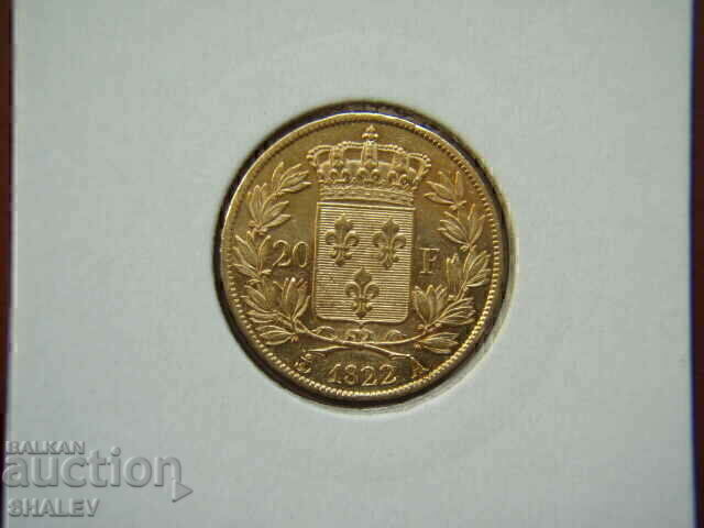 Licitație 20 franci 1822 A Franța (20 franci Franța) - AU (aur)