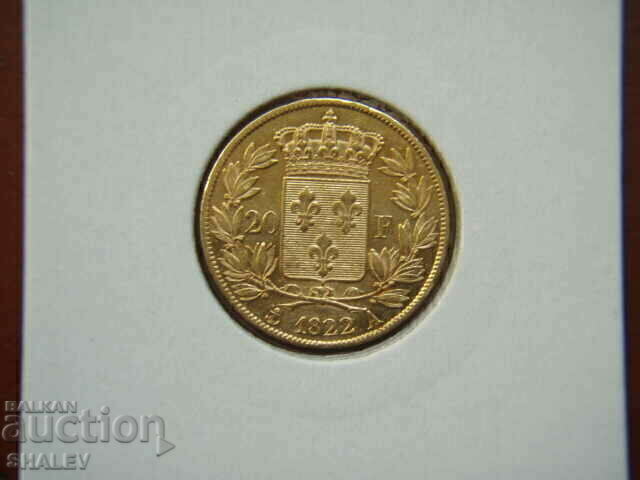 20 Francs 1822 A France (20 francs France) - AU (gold)