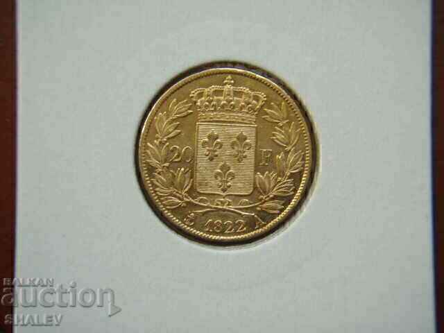 20 franci 1822 A Franța (20 franci Franța) - AU (aur)