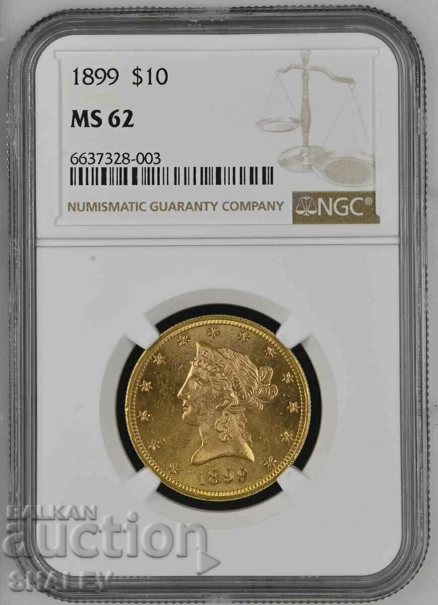 10 Dollars 1899 United States of America (САЩ)- MS62 (злато)