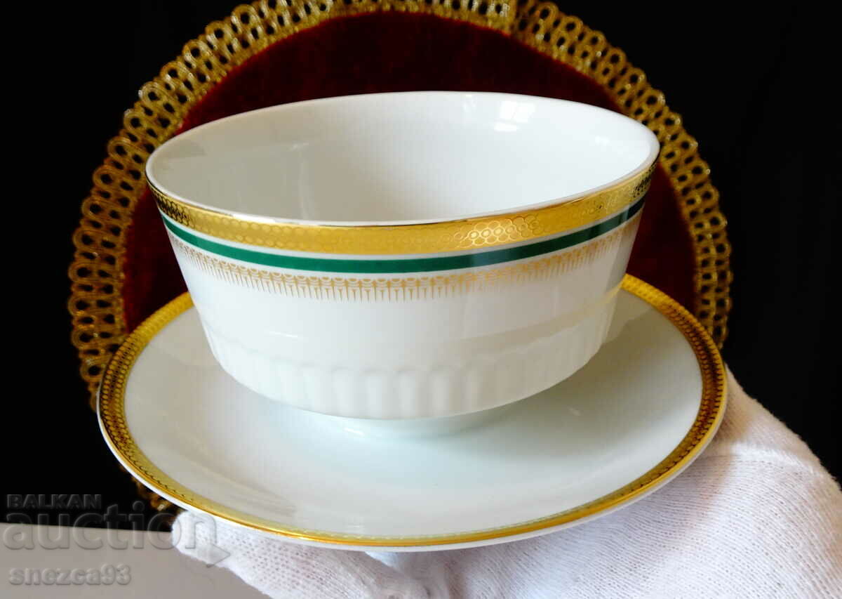 Saucer, bowl, Bavarian porcelain, gold.