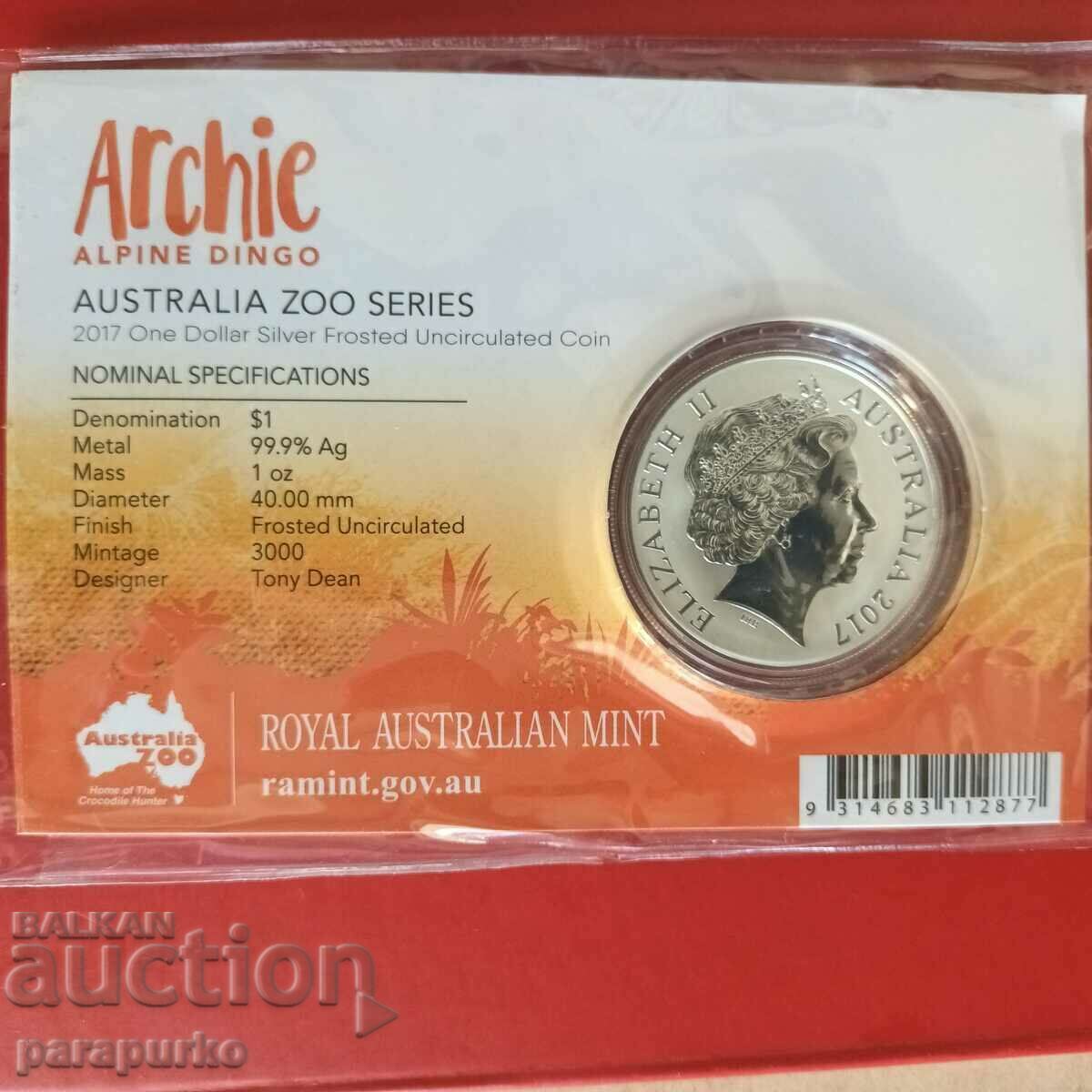 Silver 1oz ARCHIE THE ALPINE DINGO 2017 READ!!! with price 179.00 BGN | € 91.52 Silver 1oz ARCHIE THE ALPINE DINGO 2017 READ!!! with price 179.00 BGN | € 91.52