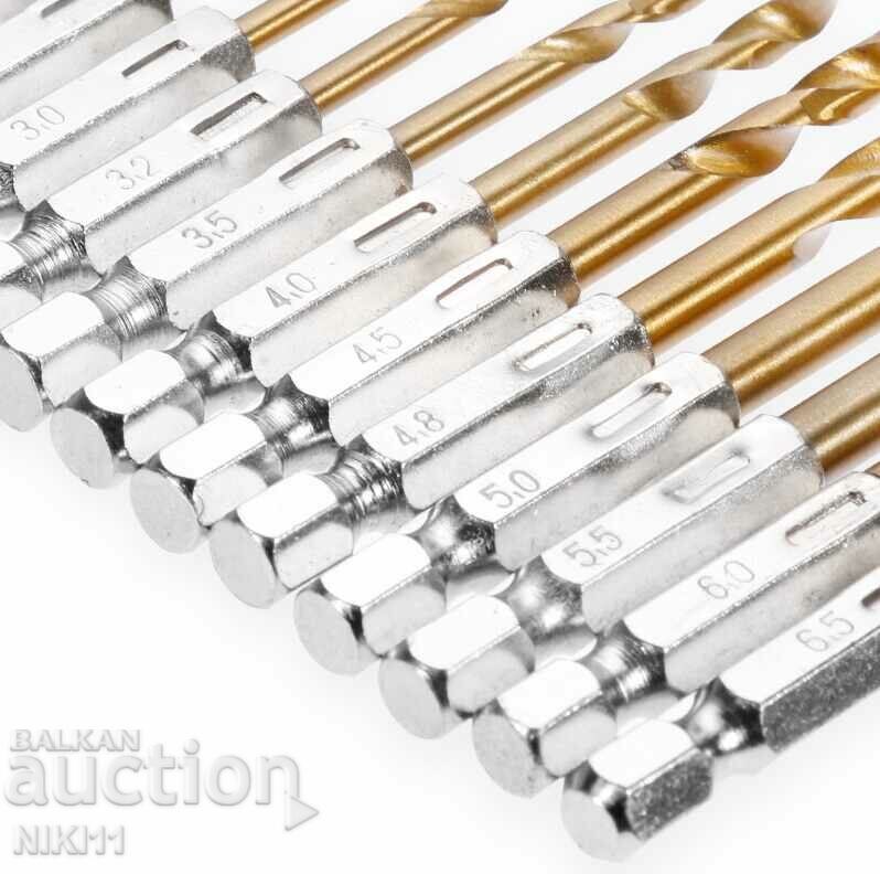 Auction Drill bits with hexagon, hexagon, Set of 13 pcs. Auction Drill bits with hexagon, hexagon, Set of 13 pcs.