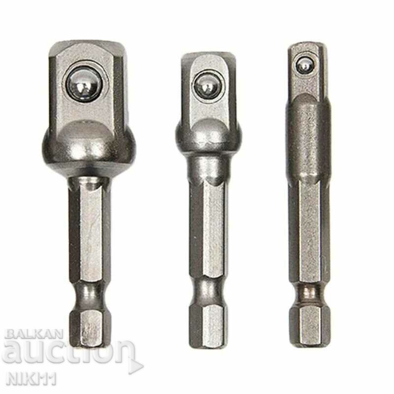 3 pcs. Adapters 1/4 , 3/8 , 1/2 of screwdriver for gedore