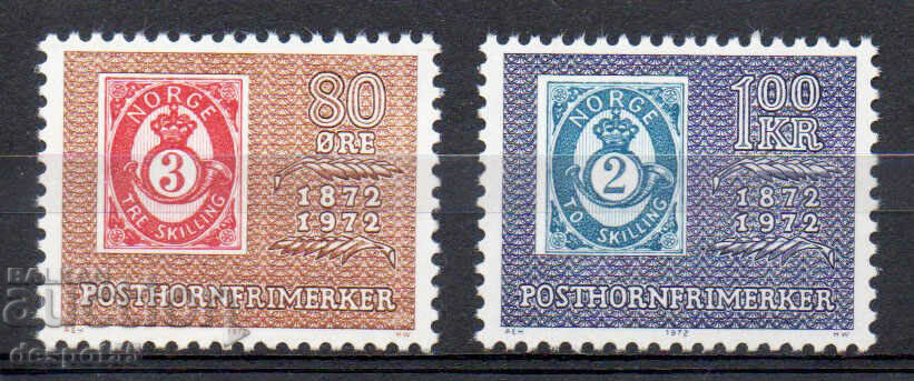 1972. Norvegia. 100 de ani de la primele mărci poștale + Bloc.