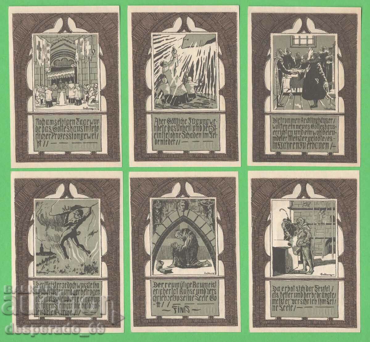 (¯`'•.¸NOTGELD (гр. Recklinghausen) 1921 UNC -6 бр.банкноти
