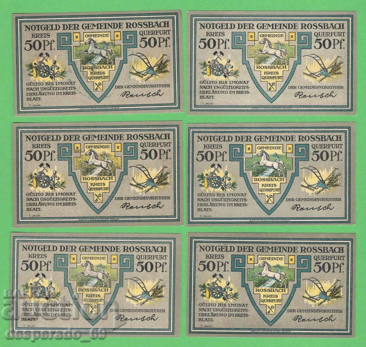 (¯`'•.¸NOTGELD (city Rossbach) UNC -6 pcs. banknotes¸.•'´¯) with price 16.80 BGN | € 8.59 (¯`'•.¸NOTGELD (city Rossbach) UNC -6 pcs. banknotes¸.•'´¯) with price 16.80 BGN | € 8.59