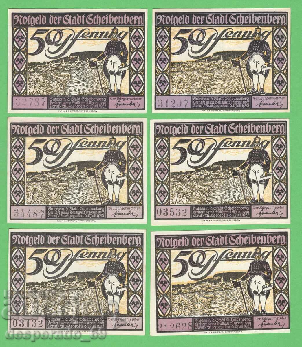 (¯`'•.¸NOTGELD (city Scheibenberg) 1921 UNC -6 pcs. banknotes ¯) with price 18.00 BGN | € 9.20 (¯`'•.¸NOTGELD (city Scheibenberg) 1921 UNC -6 pcs. banknotes ¯) with price 18.00 BGN | € 9.20