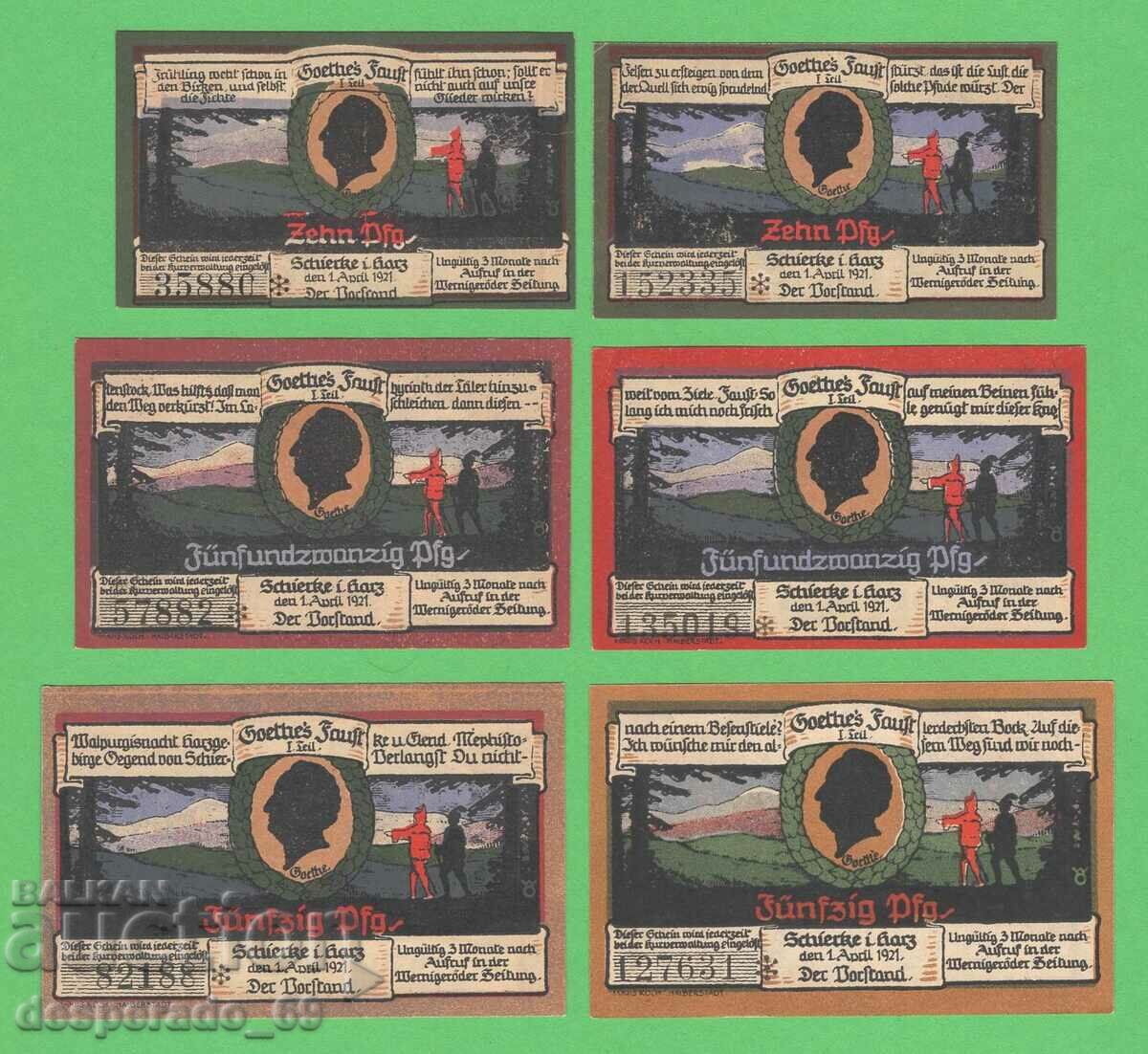 (¯`'•.¸NOTGELD (city. Schierke) 1921 UNC -6 pcs. banknotes¸.•'´¯) with price 13.80 BGN | € 7.06 (¯`'•.¸NOTGELD (city. Schierke) 1921 UNC -6 pcs. banknotes¸.•'´¯) with price 13.80 BGN | € 7.06