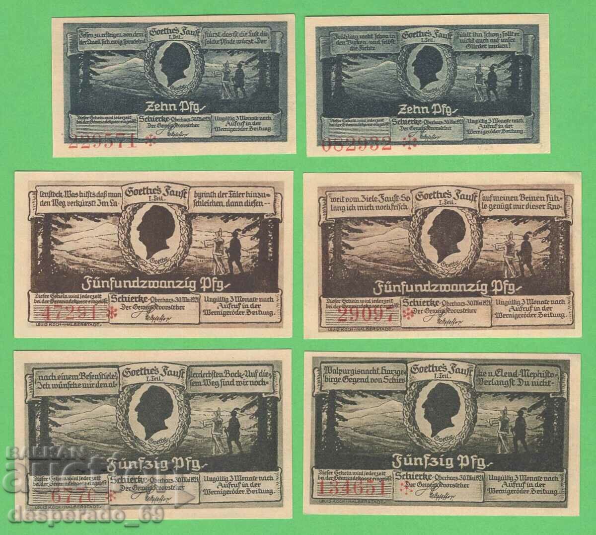 (¯`'•.¸NOTGELD (city. Schierke) 1921 UNC -6 pcs. banknotes¸.•'´¯) with price 10.80 BGN | € 5.52 (¯`'•.¸NOTGELD (city. Schierke) 1921 UNC -6 pcs. banknotes¸.•'´¯) with price 10.80 BGN | € 5.52
