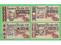 (¯`'•.¸NOTGELD (city Sonnen-Wende) 1921 UNC -4 pcs. banknotes