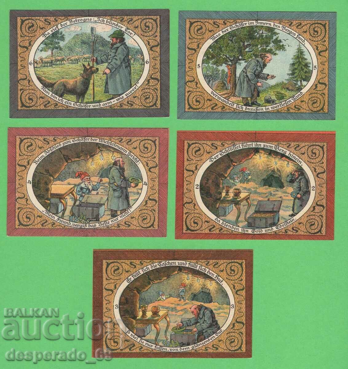 (¯`'•.¸NOTGELD (city Stadtlengsfeld) 1921 UNC -5 pcs. banknotes