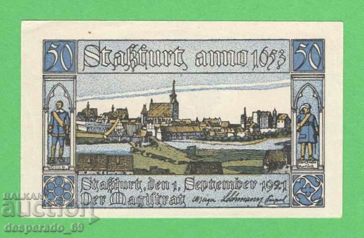 (¯`'•.¸NOTGELD (St. Staßfurt) 1921 UNC -50 pfennig¸.•'´¯)