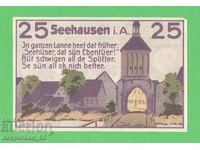 (¯`'•.¸NOTGELD (πόλη. Seehausen) 1921 UNC -25 pfennig¸.•'´¯)