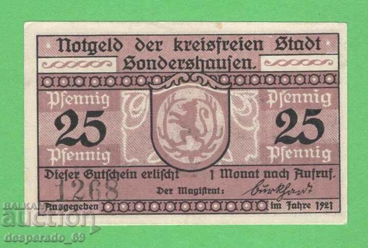 (¯`'•.¸NOTGELD (city Sondershausen) 1921 UNC -25 pfennig '´¯) with price 2.40 BGN | € 1.23 (¯`'•.¸NOTGELD (city Sondershausen) 1921 UNC -25 pfennig '´¯) with price 2.40 BGN | € 1.23