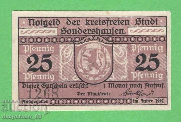 (¯`'•.¸NOTGELD (orașul Sondershausen) 1921 UNC -25 pfennig '´¯) cu preț € 1.20 | 2.35 BGN