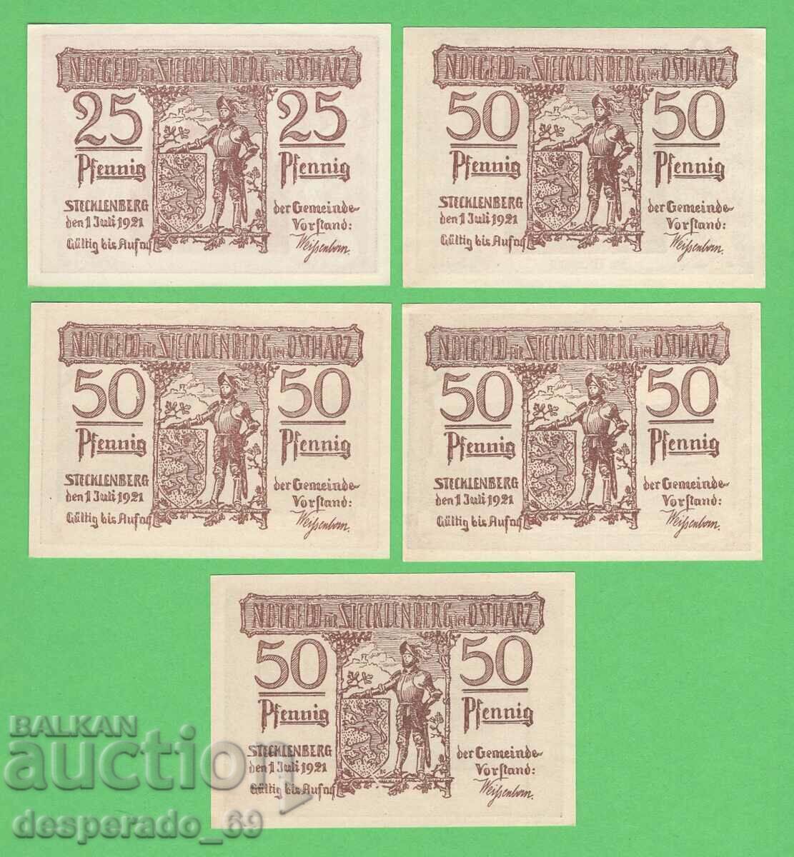 (¯`'•.¸NOTGELD (πόλη Stecklenberg) 1921 UNC -5 τεμ. τραπεζογραμμάτια με τιμή € 6.50 | 12.71 BGN