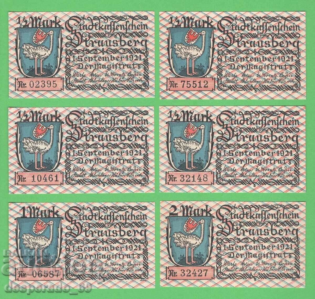 (¯`'•.¸NOTGELD (city Strausberg) 1921 UNC -6 pcs. banknotes '´¯) with price 18.00 BGN | € 9.20 (¯`'•.¸NOTGELD (city Strausberg) 1921 UNC -6 pcs. banknotes '´¯) with price 18.00 BGN | € 9.20