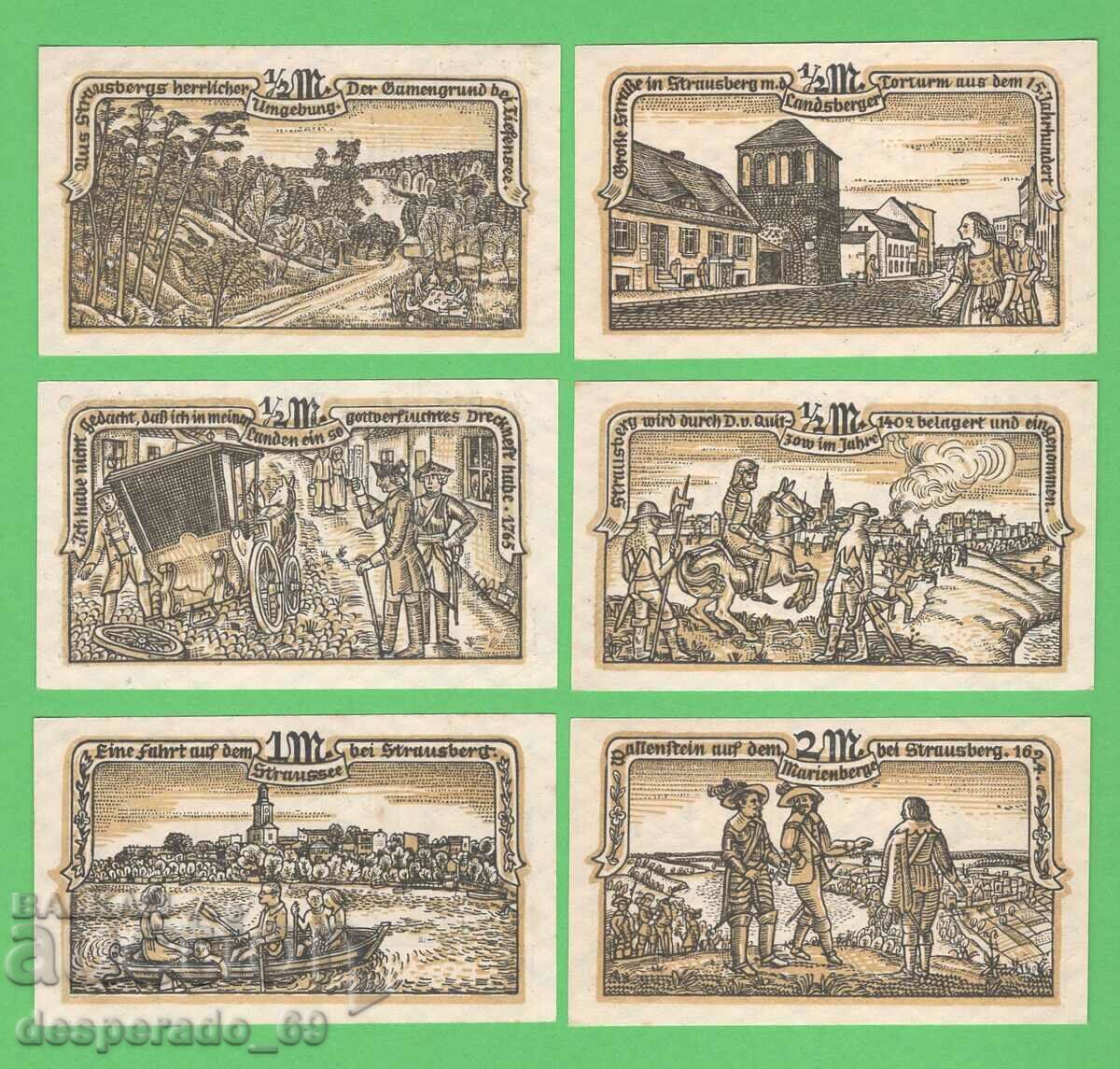 (¯`'•.¸NOTGELD (city Strausberg) 1921 UNC -6 pcs. banknotes '´¯)