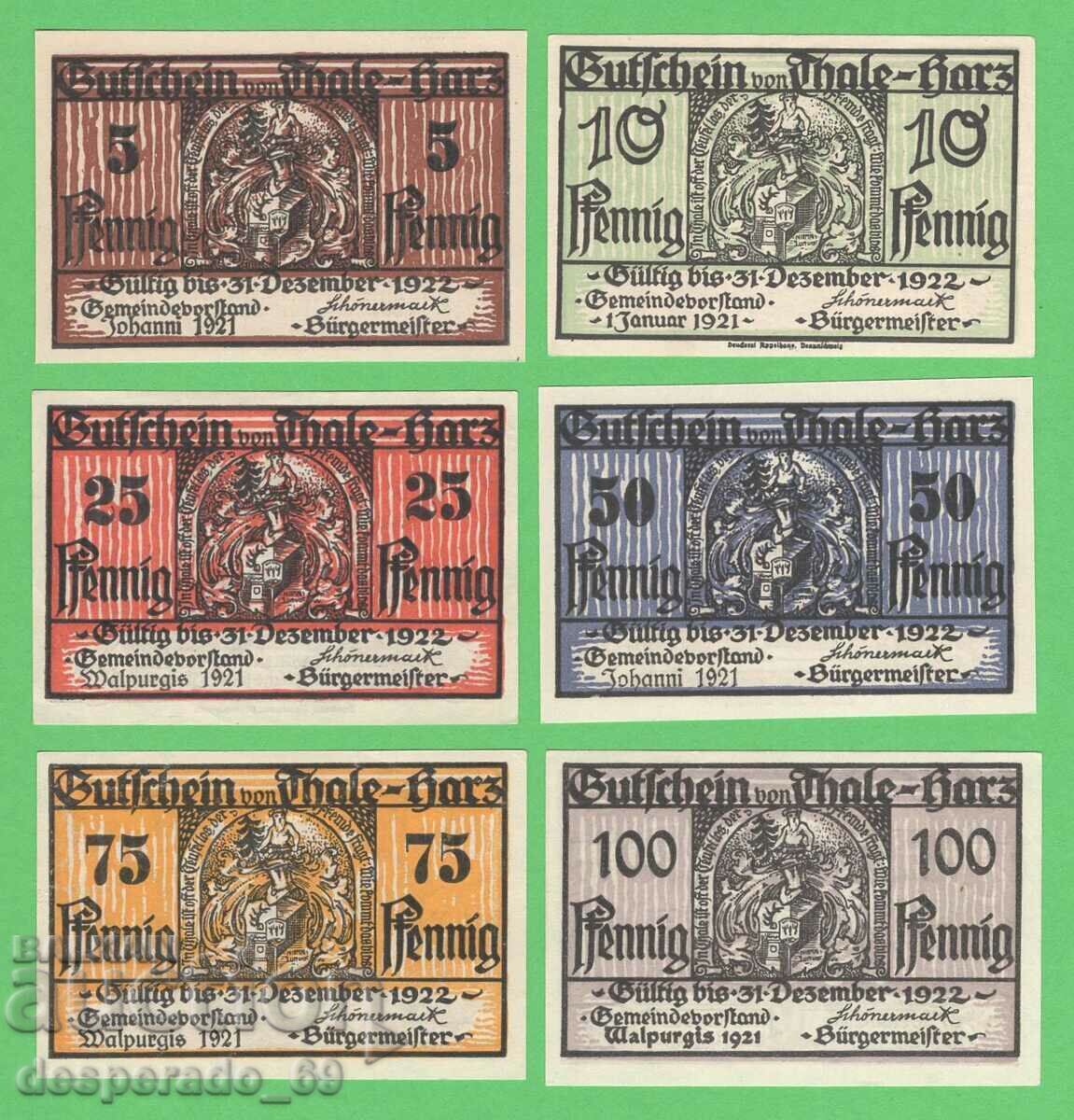 (¯`'•.¸NOTGELD (πόλη του Thale) 1921 UNC -6 τεμ. τραπεζογραμμάτια¸.•'´¯) με τιμή € 7.20 | 14.08 BGN