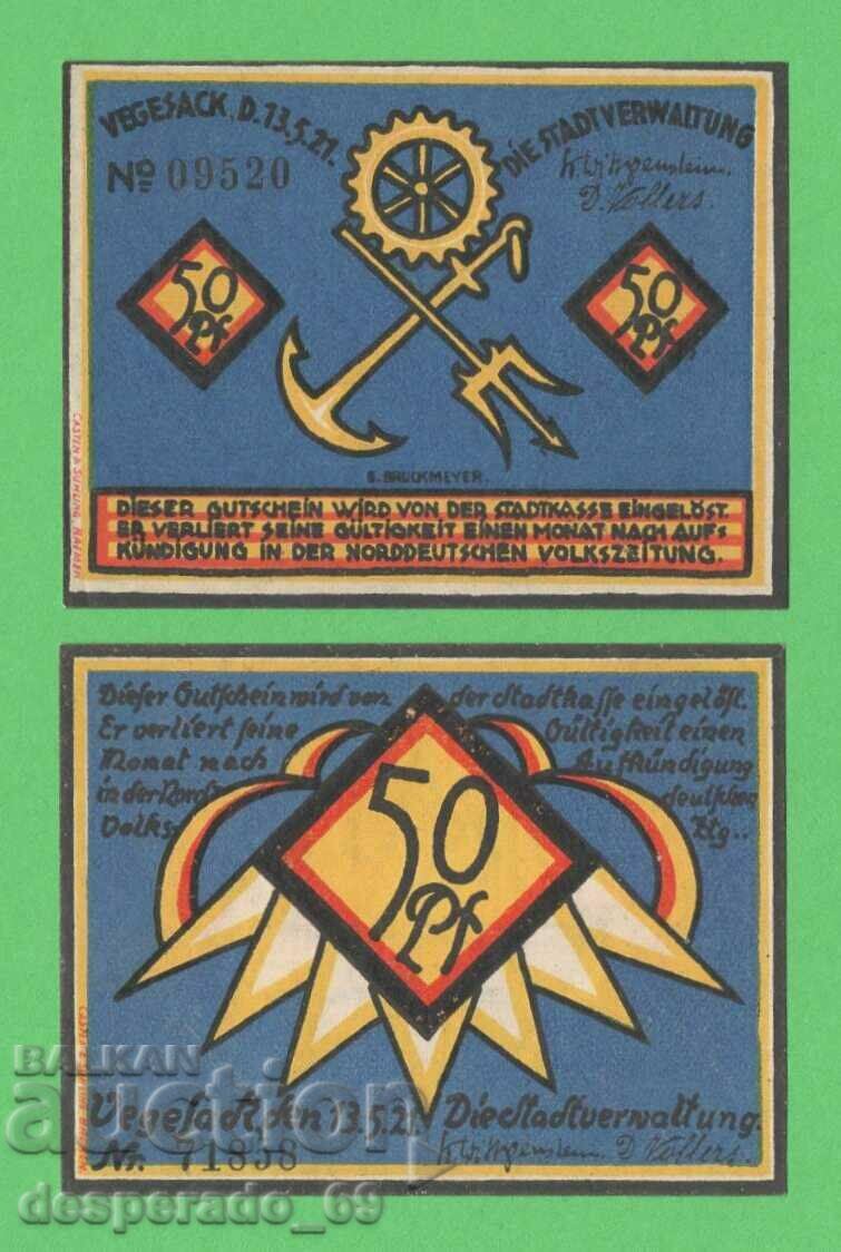 (¯`'•.¸NOTGELD (city of Vegesack) 1921 UNC -2 pcs. banknotes¸.•'´¯) with price 5.60 BGN | € 2.86 (¯`'•.¸NOTGELD (city of Vegesack) 1921 UNC -2 pcs. banknotes¸.•'´¯) with price 5.60 BGN | € 2.86