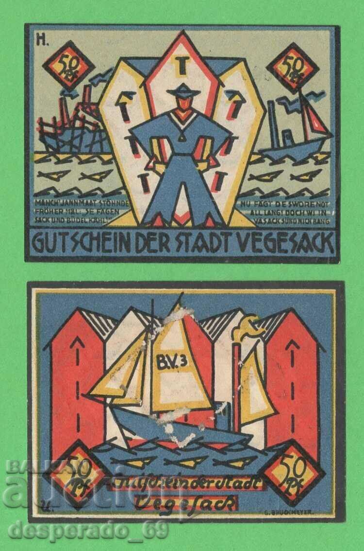 (¯`'•.¸NOTGELD (orașul Vegesack) 1921 UNC -2 buc. bancnote¸.•'´¯) (¯`'•.¸NOTGELD (orașul Vegesack) 1921 UNC -2 buc. bancnote¸.•'´¯)