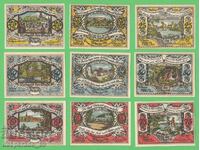 (¯`'•.¸NOTGELD (city Warin) 1921 UNC -9 pcs. banknotes¸.•'´¯)
