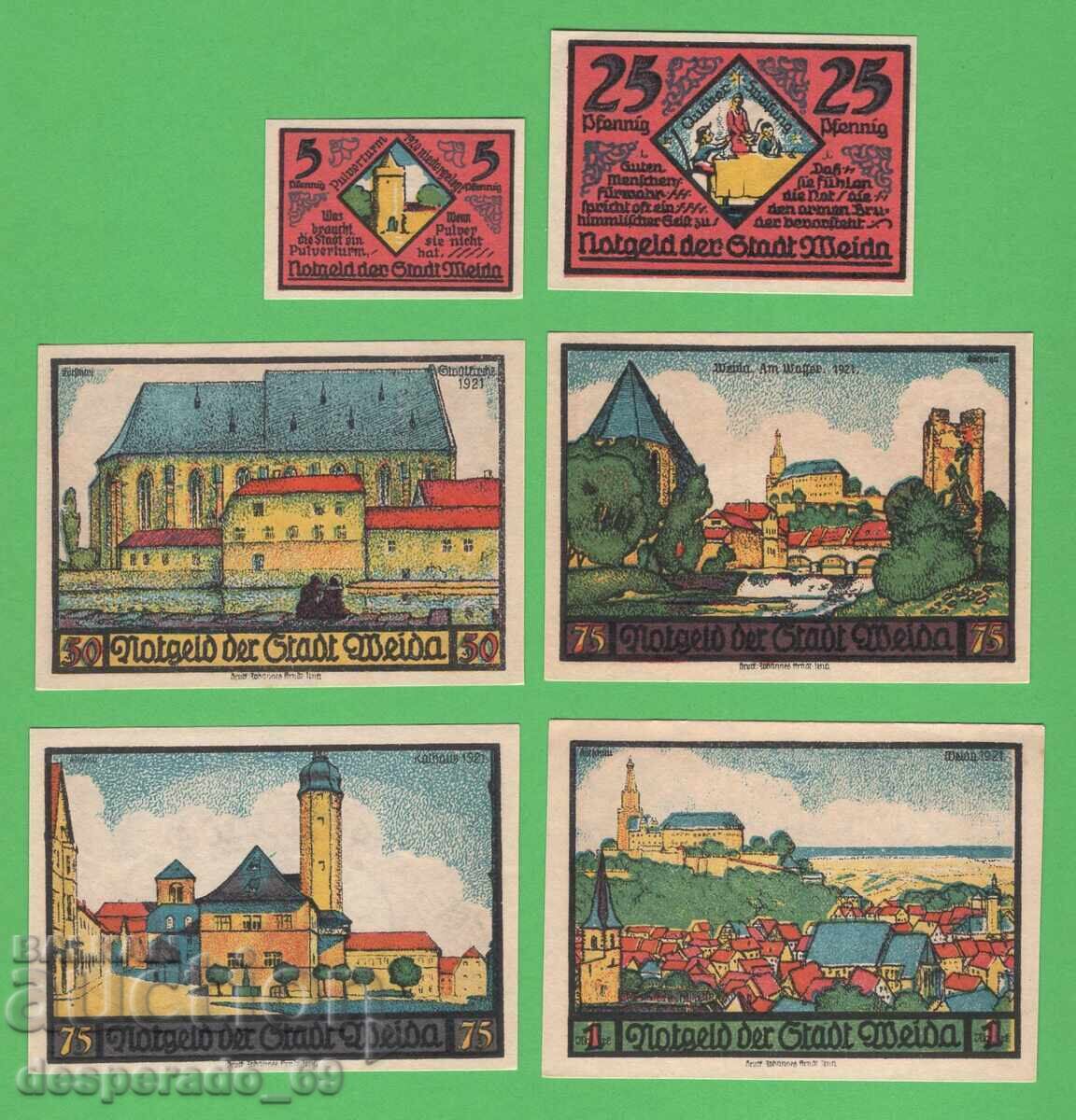 (¯`'•.¸NOTGELD (city of Weida) 1921 UNC - 6 banknotes¸.•'´¯) (¯`'•.¸NOTGELD (city of Weida) 1921 UNC - 6 banknotes¸.•'´¯)