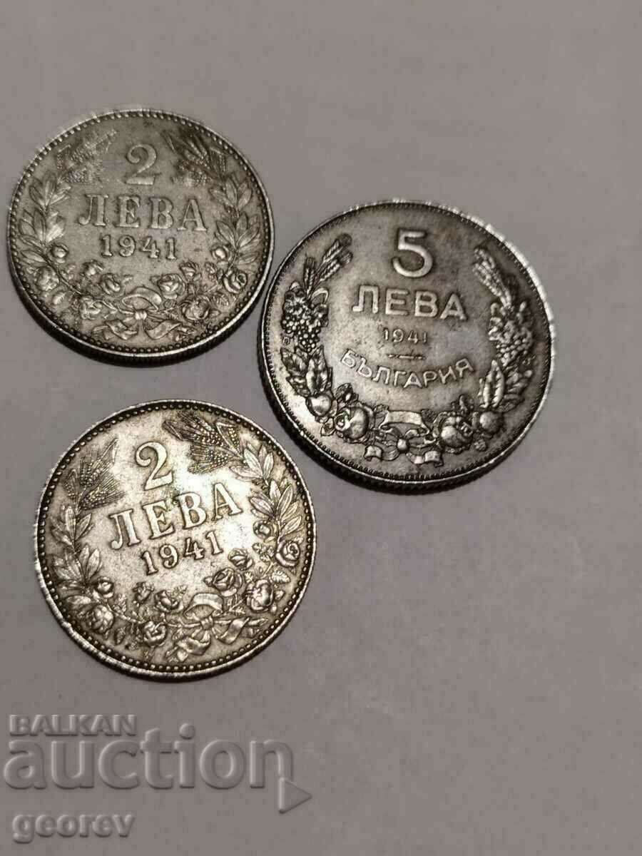 2  и 5 Лева 1941 г. 2бр. по 2лева 1бр. 5 лева