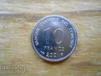 10 francs 2001 - Comoros