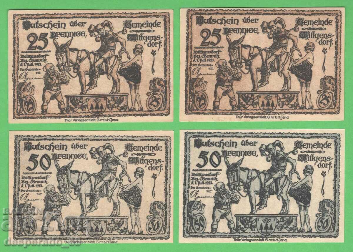 (¯`'•.¸NOTGELD (town Wittgensdorf) 1921 UNC -4 pcs. banknotes ¯) with price 10.80 BGN | € 5.52 (¯`'•.¸NOTGELD (town Wittgensdorf) 1921 UNC -4 pcs. banknotes ¯) with price 10.80 BGN | € 5.52