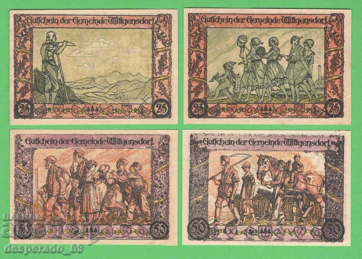 (¯`'•.¸NOTGELD (orașul Wittgensdorf) 1921 UNC -4 buc. bancnote ¯)