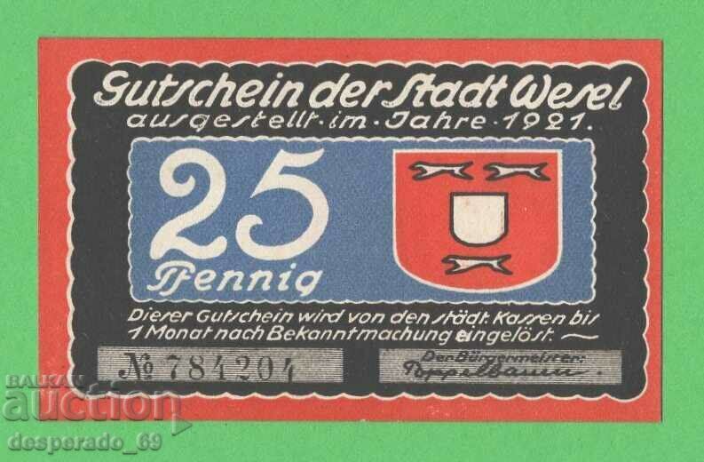 (¯`'•.¸NOTGELD (city Wesel) 1921 UNC -25 pfennig¸.•'´¯) with price 2.60 BGN | € 1.33 (¯`'•.¸NOTGELD (city Wesel) 1921 UNC -25 pfennig¸.•'´¯) with price 2.60 BGN | € 1.33