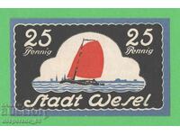 (¯`'•.¸NOTGELD (orașul Wesel) 1921 UNC -25 pfennig¸.•'´¯)