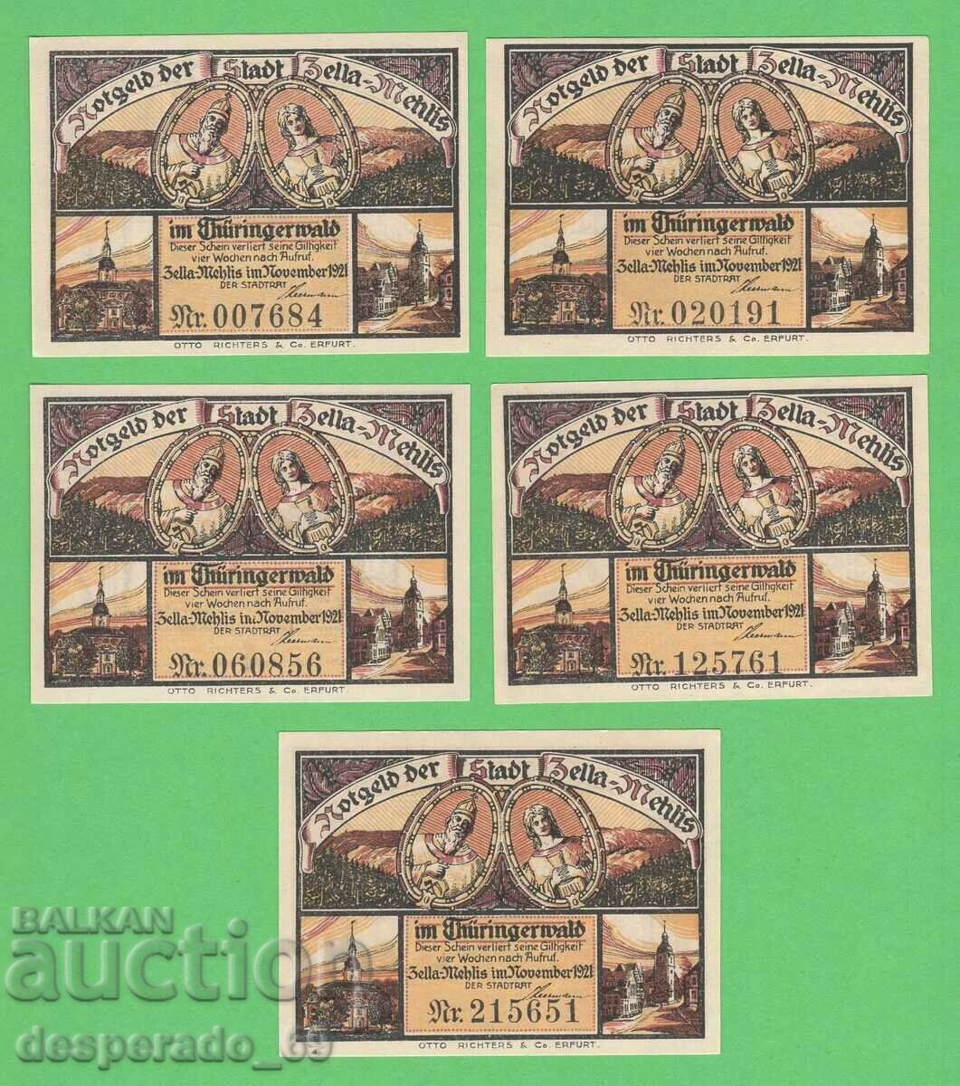 (¯`'•.¸NOTGELD (city Zella-Mehlis) 1921 UNC -5 pcs. banknotes ¯) with price 13.50 BGN | € 6.90 (¯`'•.¸NOTGELD (city Zella-Mehlis) 1921 UNC -5 pcs. banknotes ¯) with price 13.50 BGN | € 6.90