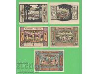 (¯`'•.¸NOTGELD (city Zella-Mehlis) 1921 UNC -5 pcs. banknotes ¯)