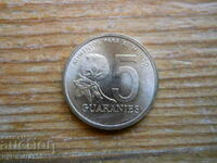 5 guarans 1992 - Paraguay