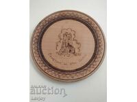 Pyrographed Wooden Plate Souvenir