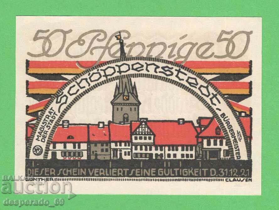 (¯`'•.¸NOTGELD (orașul Schöppenstedt) 1921 UNC -50 pfennig '´¯)