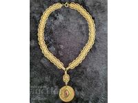 Gilded cordon with pendar folk necklace jewelry costume 1905.