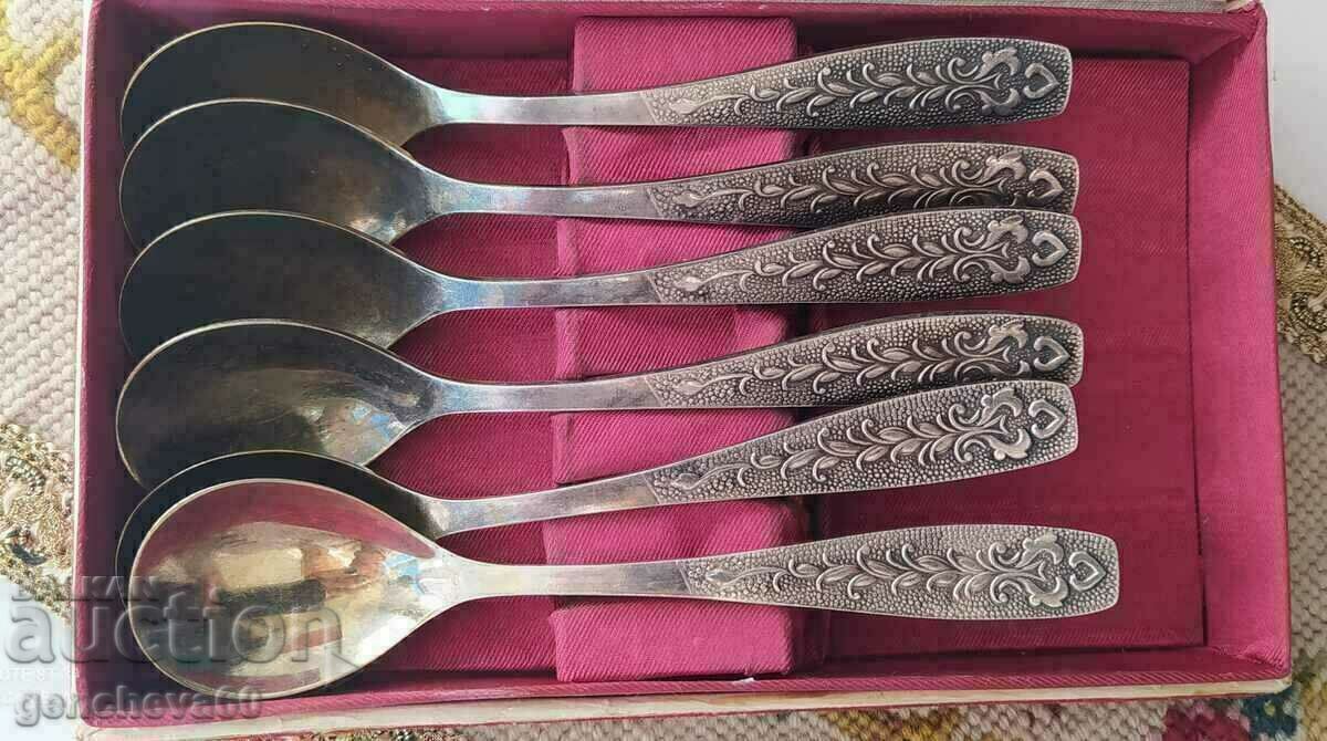 Auction Wonderful melchior spoons with gilding/USSR Auction Wonderful melchior spoons with gilding/USSR