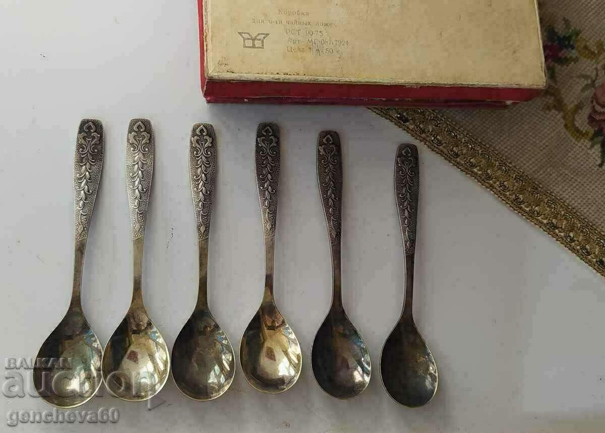 Delivery of Wonderful melchior spoons with gilding/USSR Delivery of Wonderful melchior spoons with gilding/USSR
